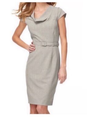 Calvin Klein Cap-Sleeve Sheath Dress in Light Gray